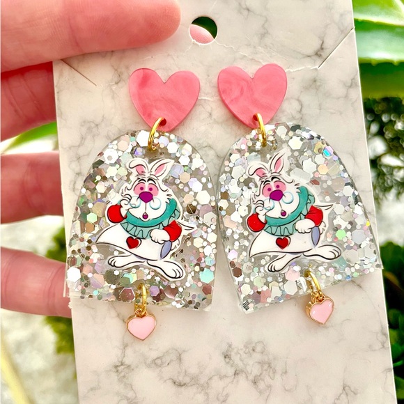 The White Rabbit Acrylic Earrings - Picture 2 of 5